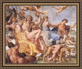 Bacchus And Ariadne Framed Paintings - Triumph of Bacchus and Ariadne [detail 1] by Annibale Carracci